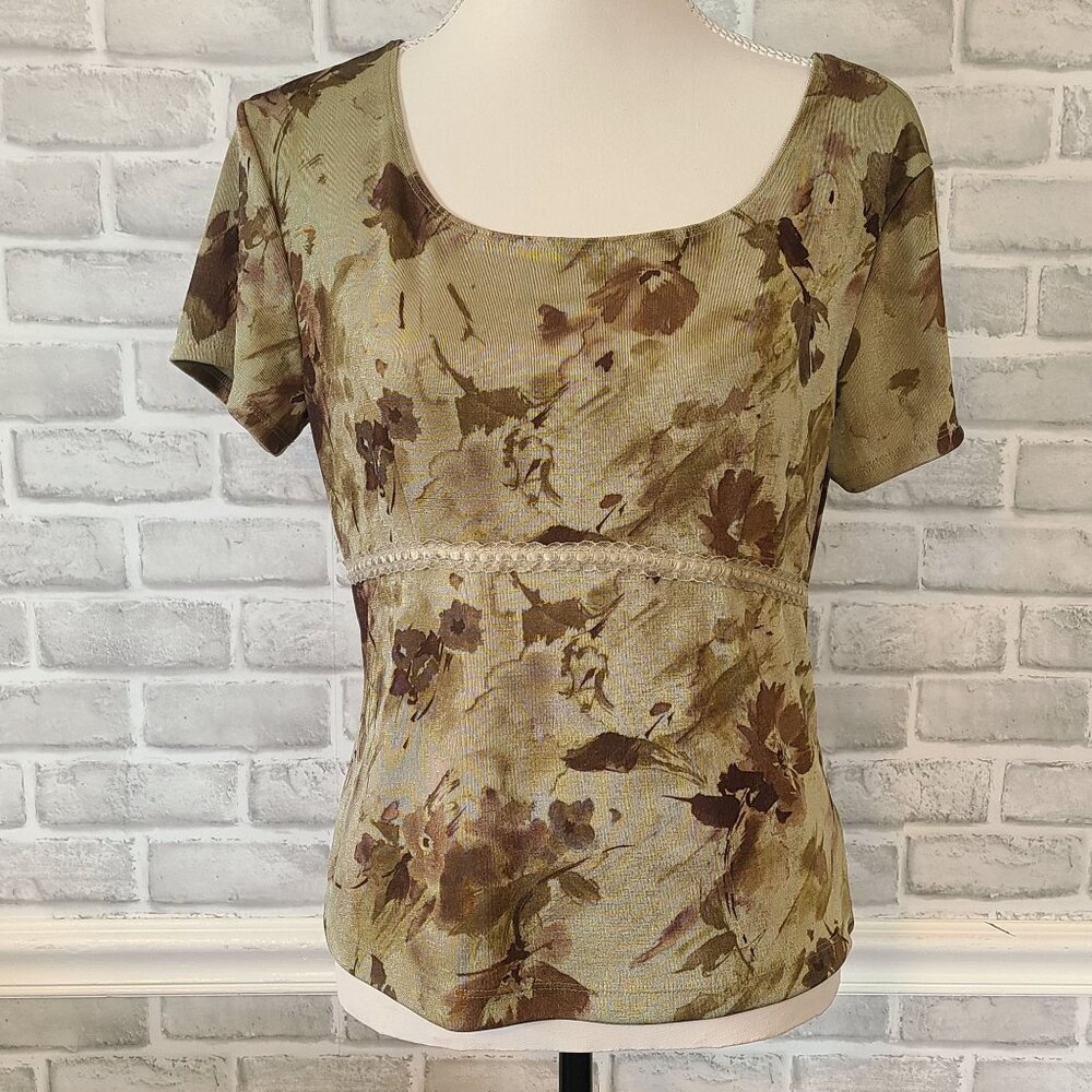 Vintage Y2K Maurices Floral Empire Top Phoebe Buffay Bohemian Made in USA Med